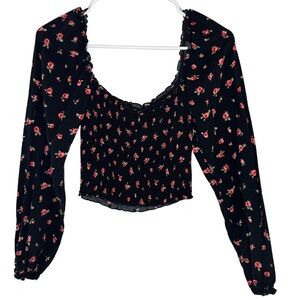 Forever 21 Floral Black Top